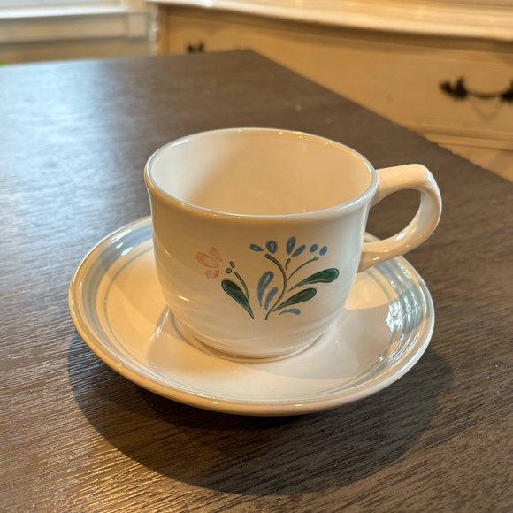 {Yamaka} Fascino Stoneware Coffee Mug Tea Cup set Floral Design Japan Vintage - Picture 2 of 6